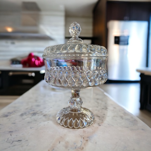 Other - Antique EAPG Compote with lid “Teardrop & Thumbprint mint condition no defects